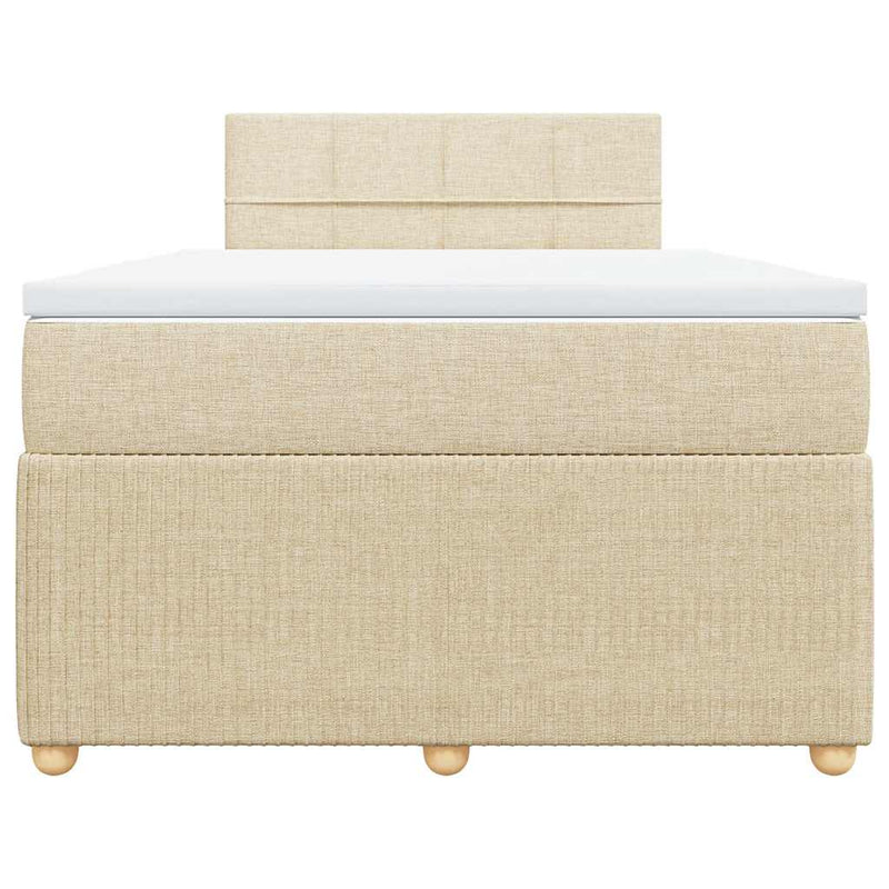 Pat box spring cu saltea, crem, 120x200 cm, textil