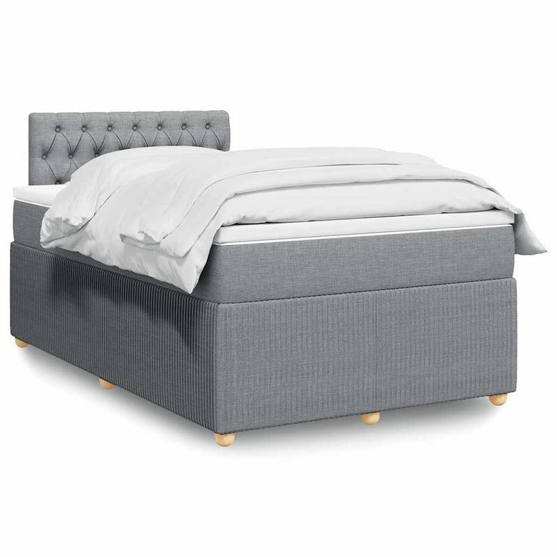 Pat continental cu saltea, gri deschis, 120x200 cm, textil