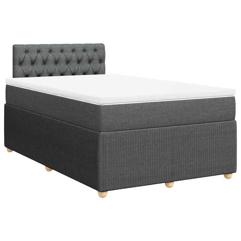Pat box spring cu saltea, gri închis, 120x200 cm, textil