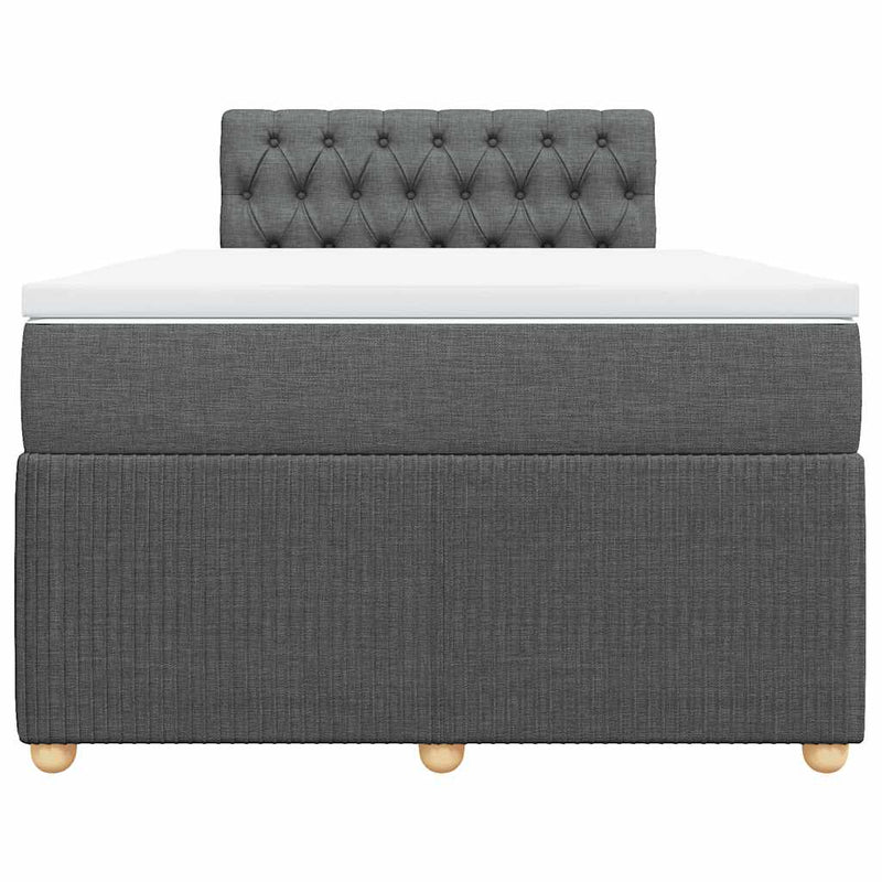 Pat box spring cu saltea, gri închis, 120x200 cm, textil