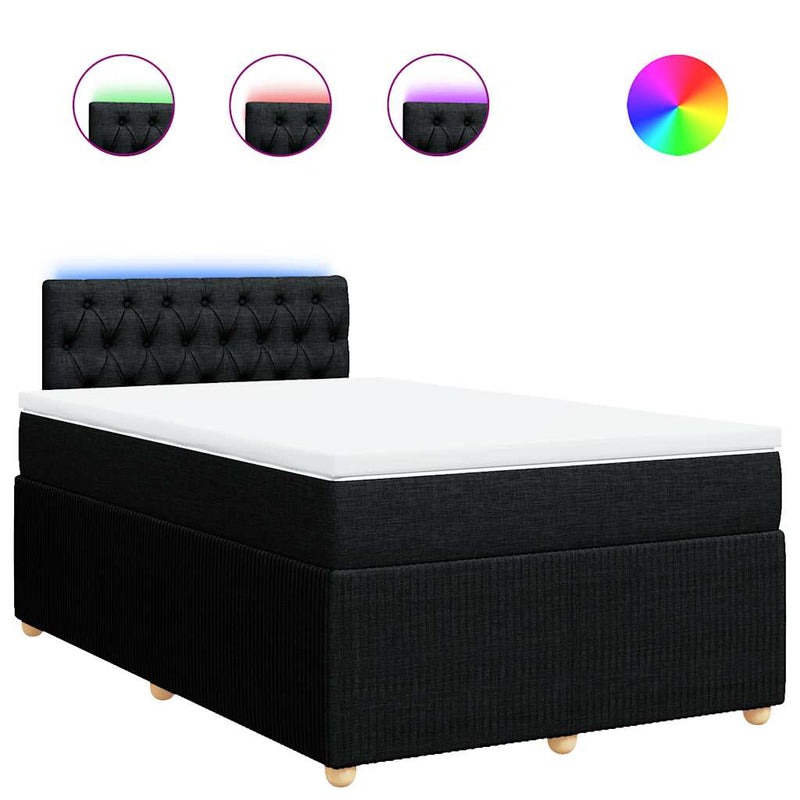 Pat box spring cu saltea, negru, 120x200 cm, textil