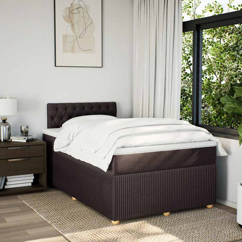 Pat box spring cu saltea, maro închis, 120x200 cm, textil