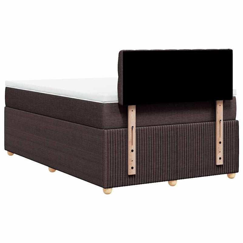 Pat box spring cu saltea, maro închis, 120x200 cm, textil