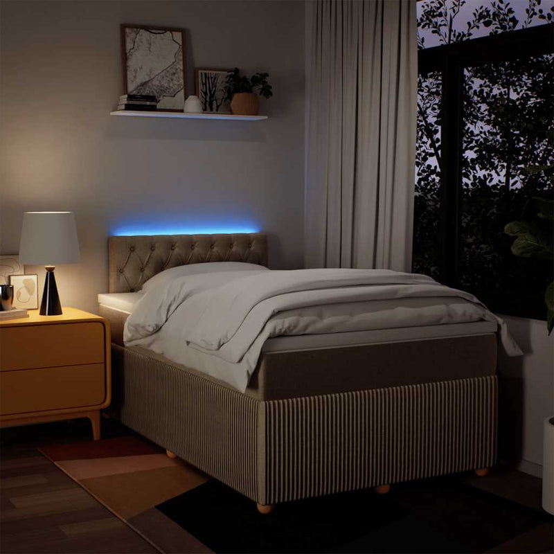 Pat box spring cu saltea, crem, 120x200 cm, textil