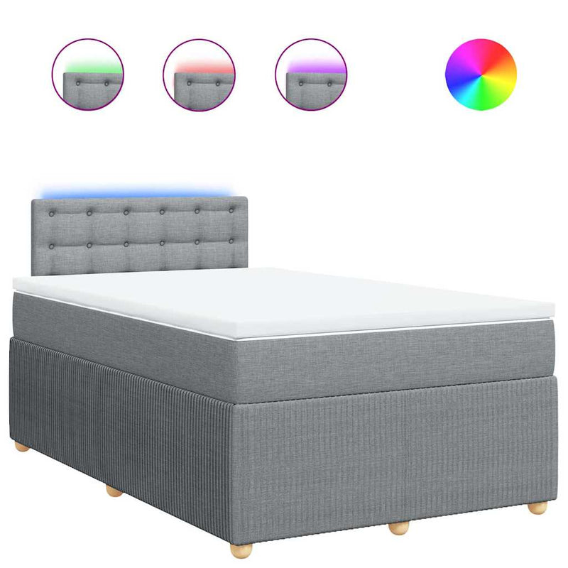 Pat continental cu saltea, gri deschis, 120x200 cm, textil