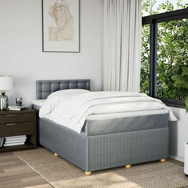 Pat continental cu saltea, gri deschis, 120x200 cm, textil