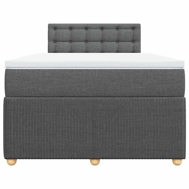 Pat box spring cu saltea, gri închis, 120x200 cm, textil