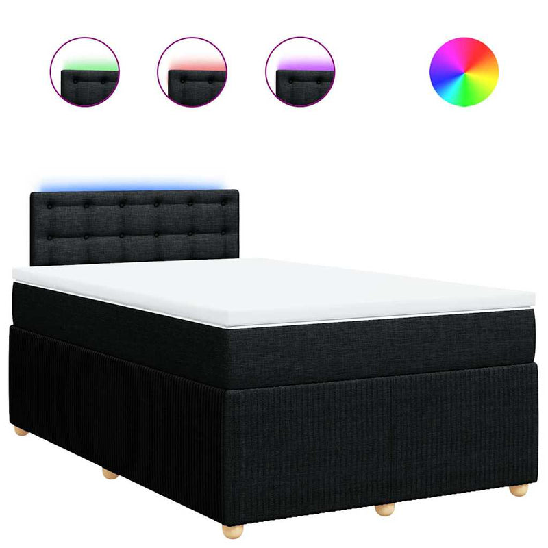 Pat box spring cu saltea, negru, 120x200 cm, textil
