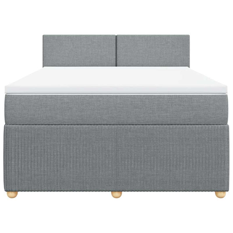 Pat box spring cu saltea, gri deschis, 140x190 cm, textil