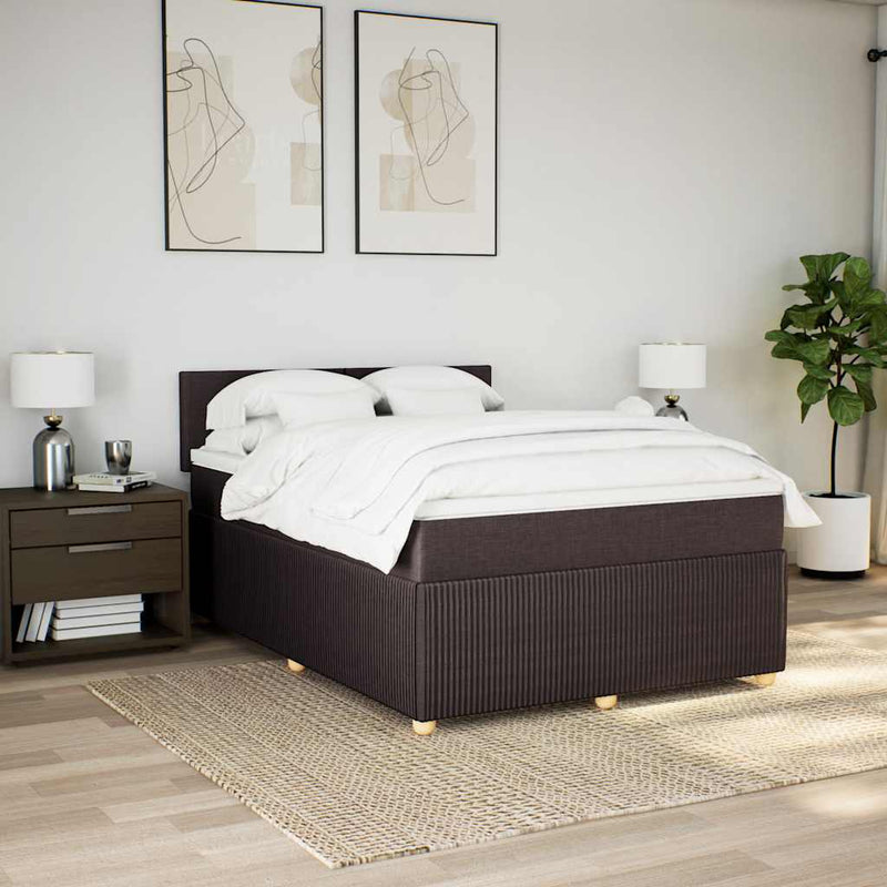 Pat box spring cu saltea, maro închis, 140x200 cm, textil