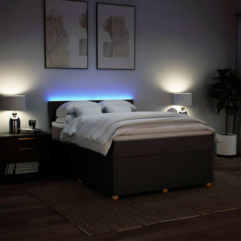 Pat box spring cu saltea, maro închis, 140x200 cm, textil