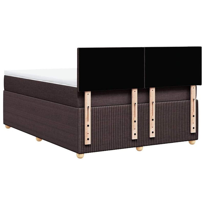 Pat box spring cu saltea, maro închis, 140x200 cm, textil