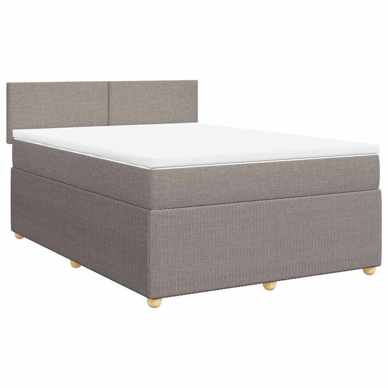 Pat box spring cu saltea, gri taupe, 140x200 cm, textil