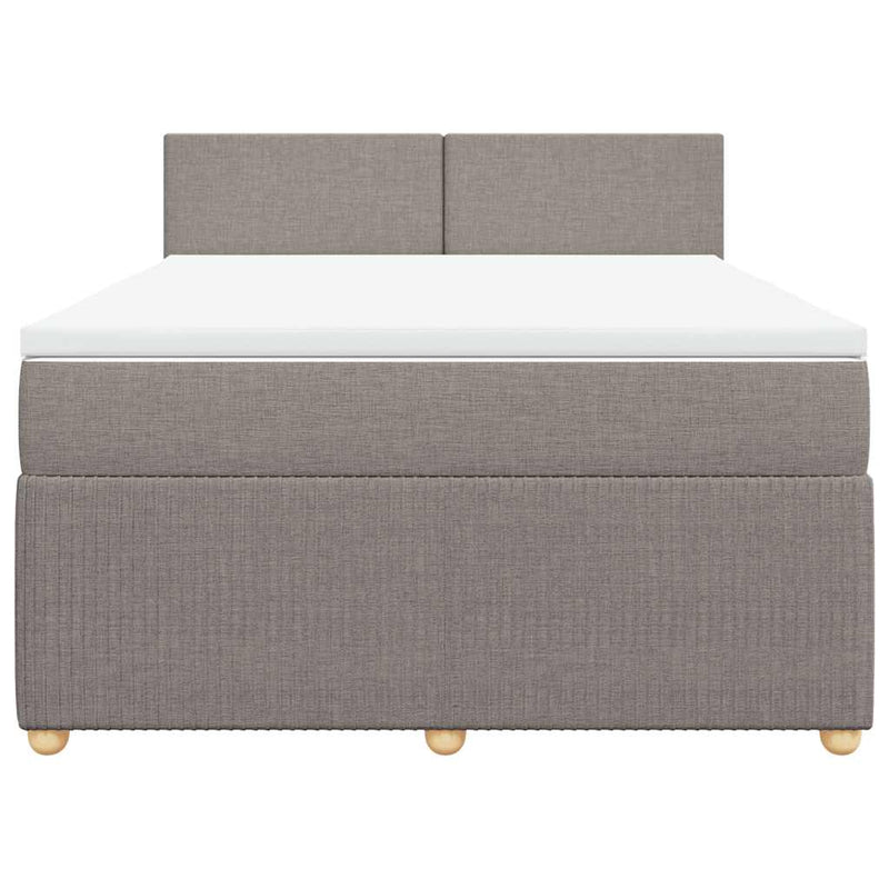 Pat box spring cu saltea, gri taupe, 140x200 cm, textil