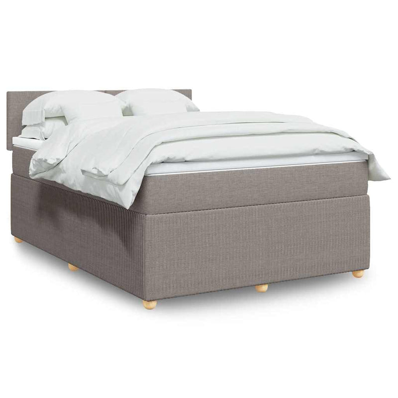 Pat box spring cu saltea, gri taupe, 140x200 cm, textil