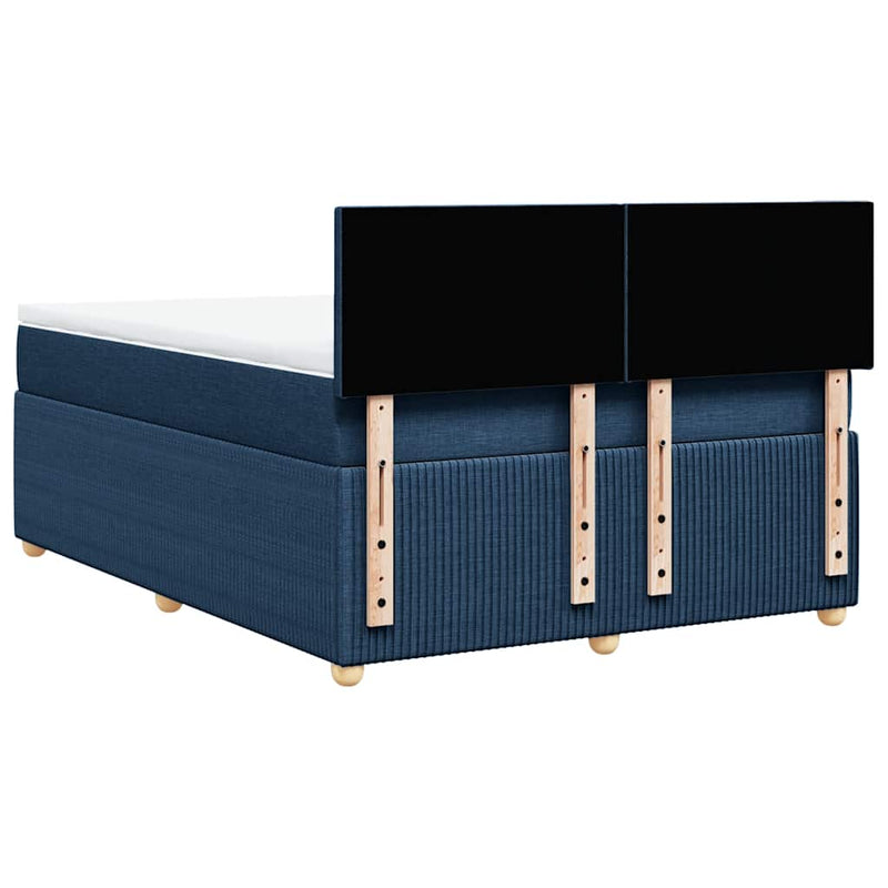 Pat box spring cu saltea, albastru, 140x200 cm, textil