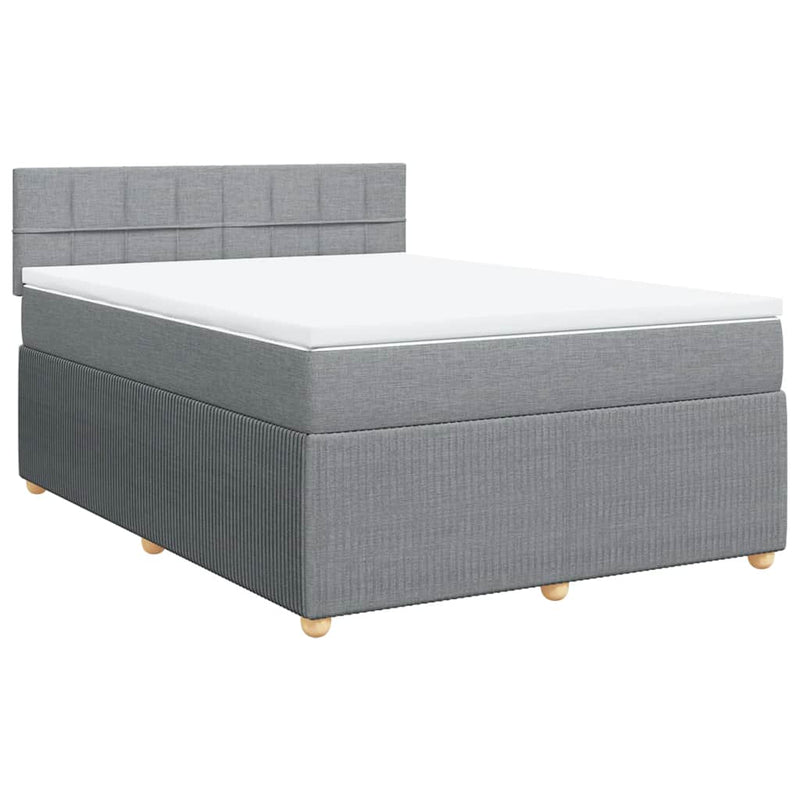 Pat box spring cu saltea, gri deschis, 140x190 cm, textil