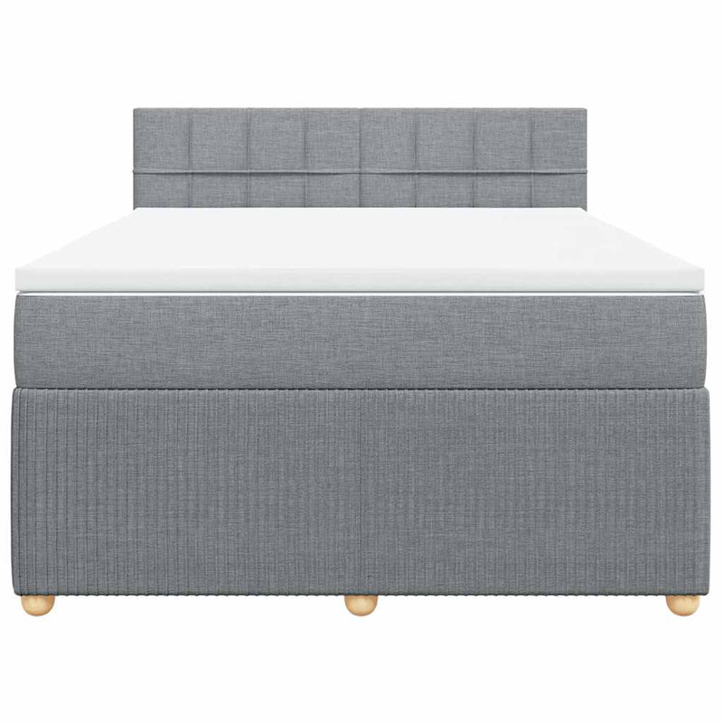 Pat box spring cu saltea, gri deschis, 140x190 cm, textil