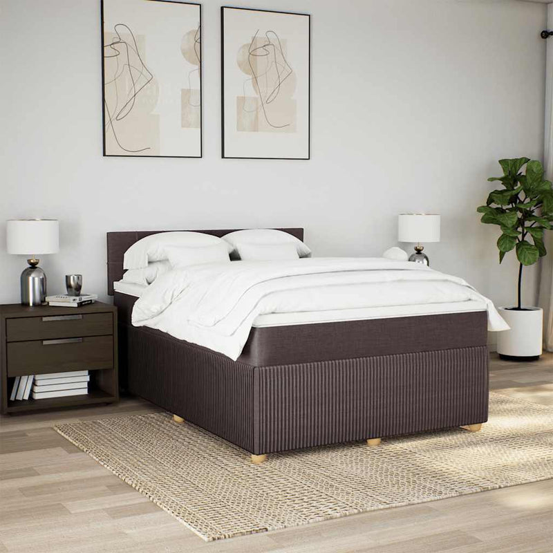 Pat box spring cu saltea, maro închis, 140x200 cm, textil