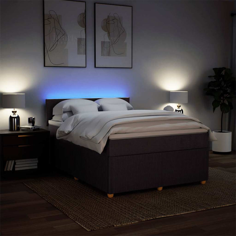 Pat box spring cu saltea, maro închis, 140x200 cm, textil