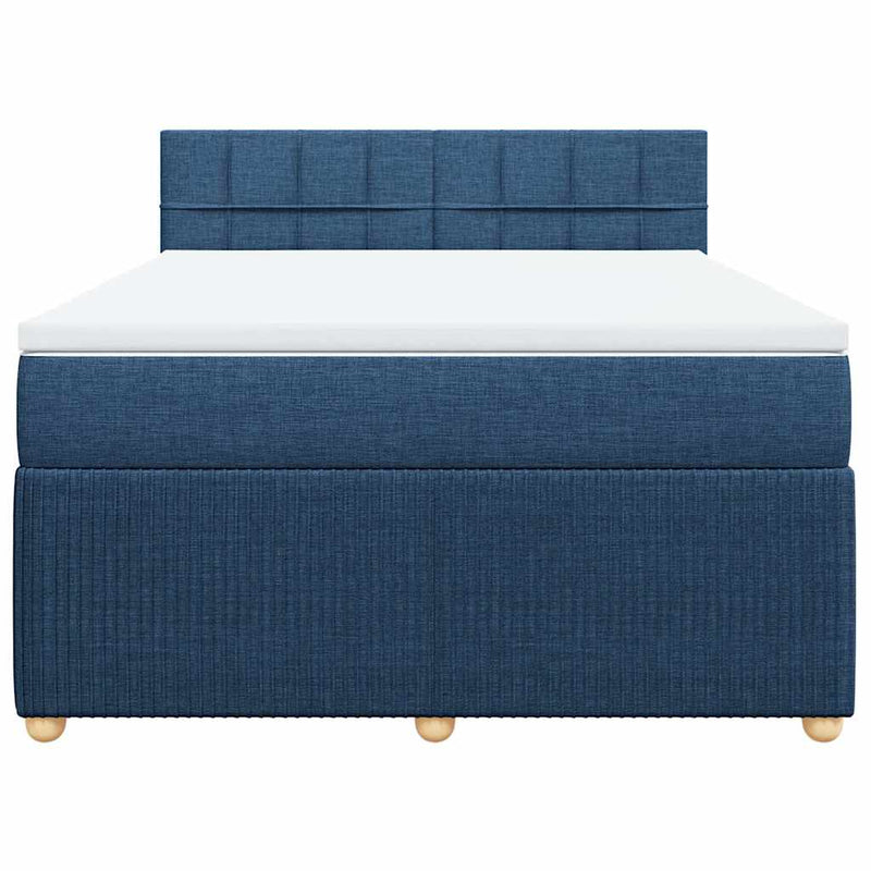 Pat box spring cu saltea, albastru, 140x200 cm, textil