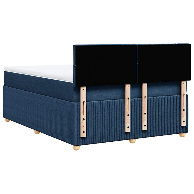 Pat box spring cu saltea, albastru, 140x200 cm, textil