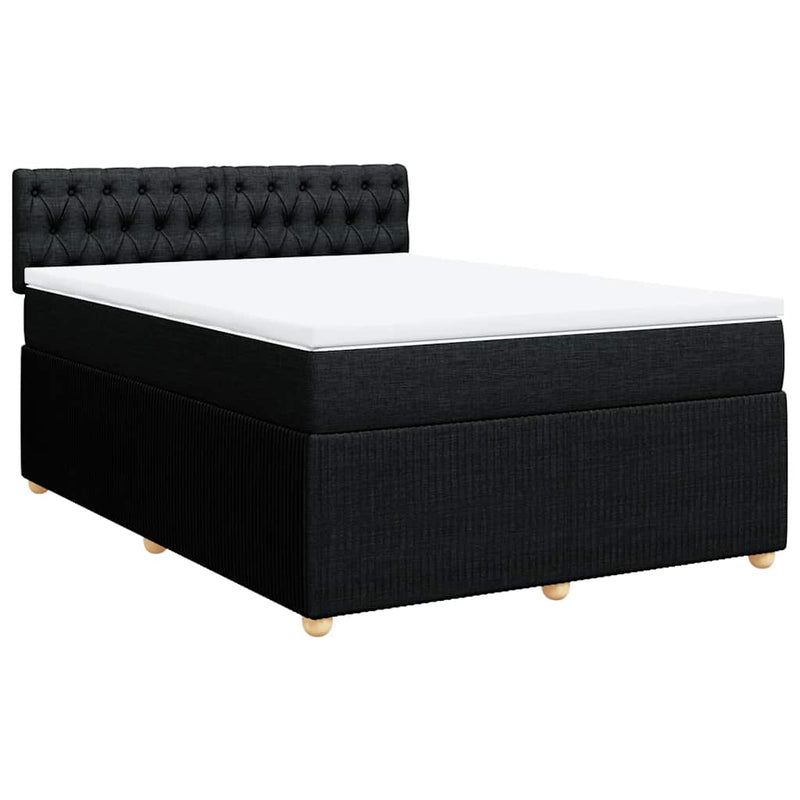 Pat box spring cu saltea, negru, 140x190 cm, textil