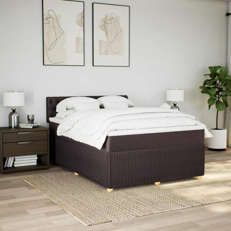 Pat box spring cu saltea, maro închis, 140x200 cm, textil
