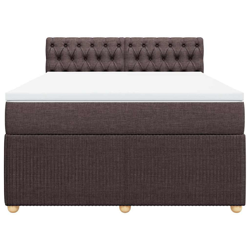 Pat box spring cu saltea, maro închis, 140x200 cm, textil