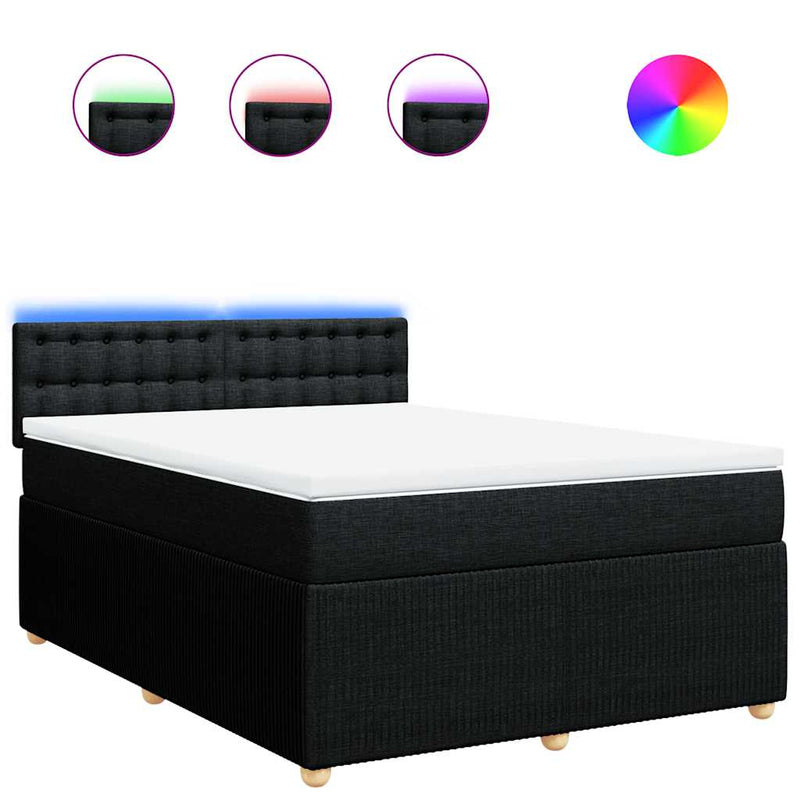 Pat box spring cu saltea, negru, 140x190 cm, textil