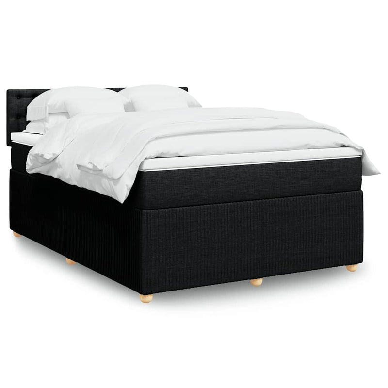Pat box spring cu saltea, negru, 140x190 cm, textil