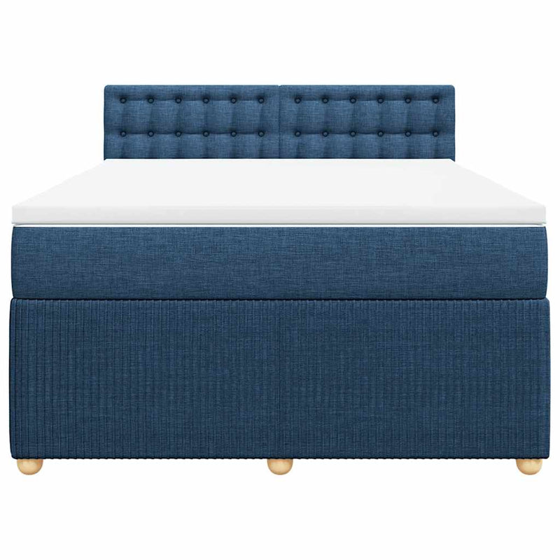 Pat box spring cu saltea, albastru, 140x200 cm, textil