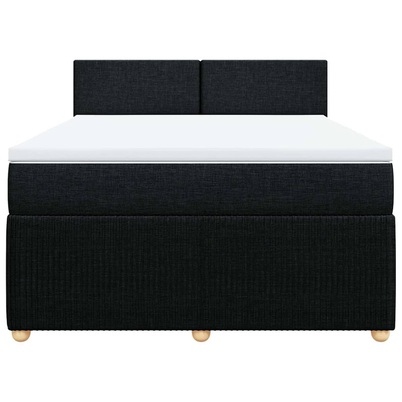 Pat box spring cu saltea, negru, 140x200 cm, textil