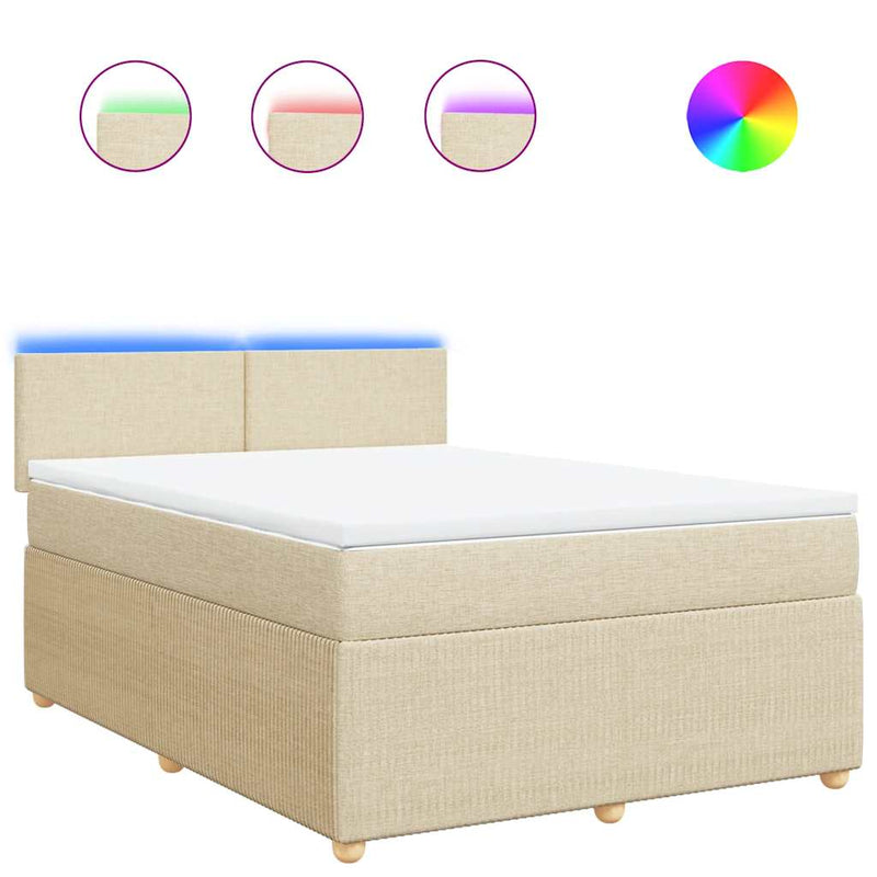 Pat continental cu saltea, crem, 140x200 cm, material textil