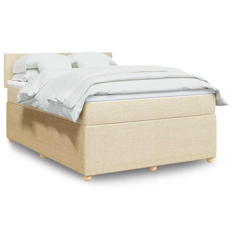 Pat continental cu saltea, crem, 140x200 cm, material textil