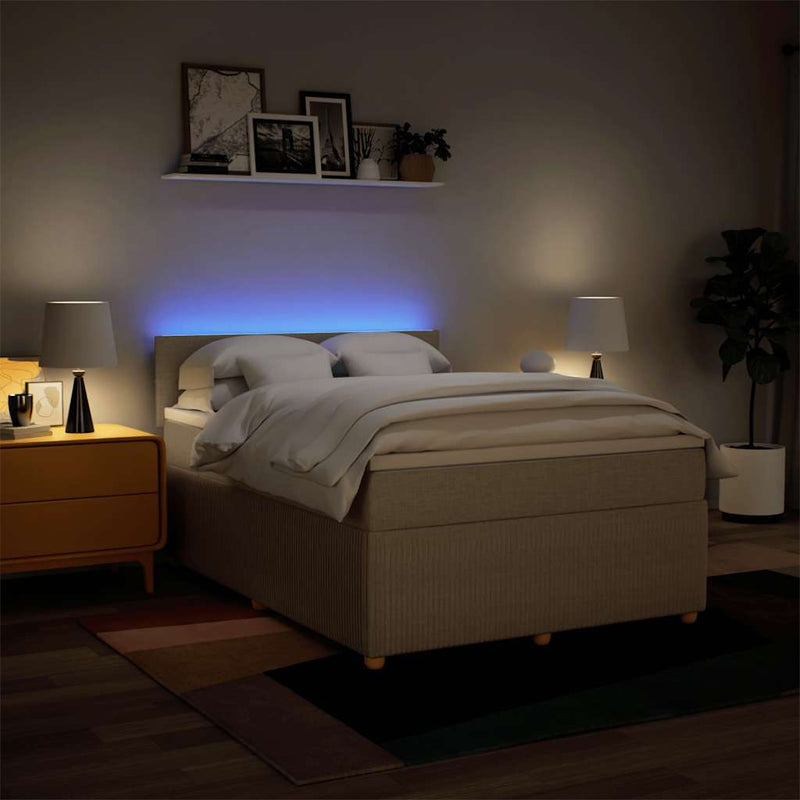 Pat continental cu saltea, crem, 140x200 cm, material textil
