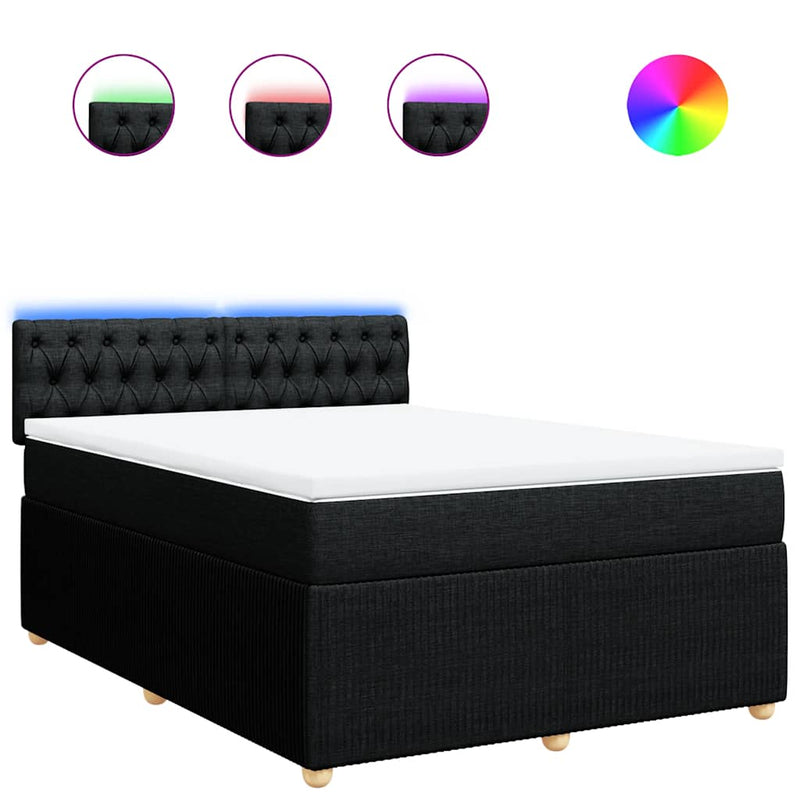 Pat box spring cu saltea, negru, 140x200 cm, textil