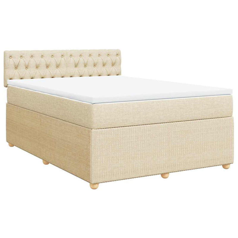 Pat continental cu saltea, crem, 140x200 cm, material textil