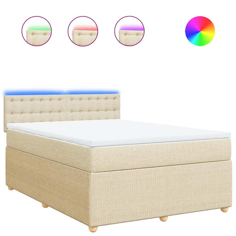 Pat continental cu saltea, crem, 140x200 cm, material textil