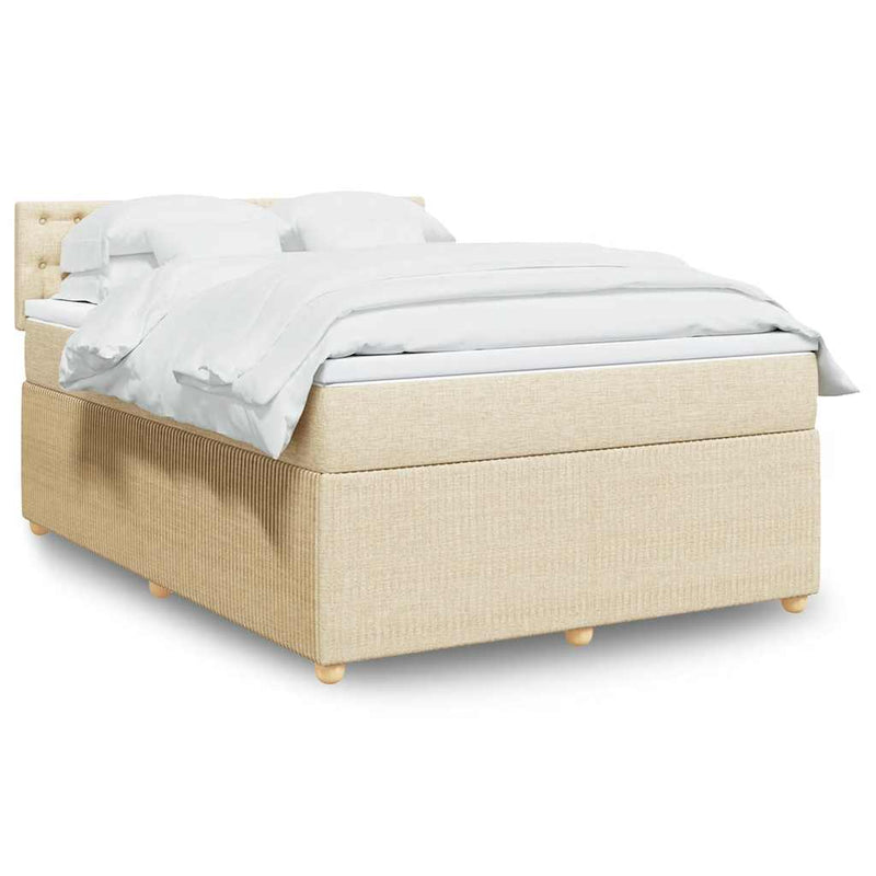 Pat continental cu saltea, crem, 140x200 cm, material textil
