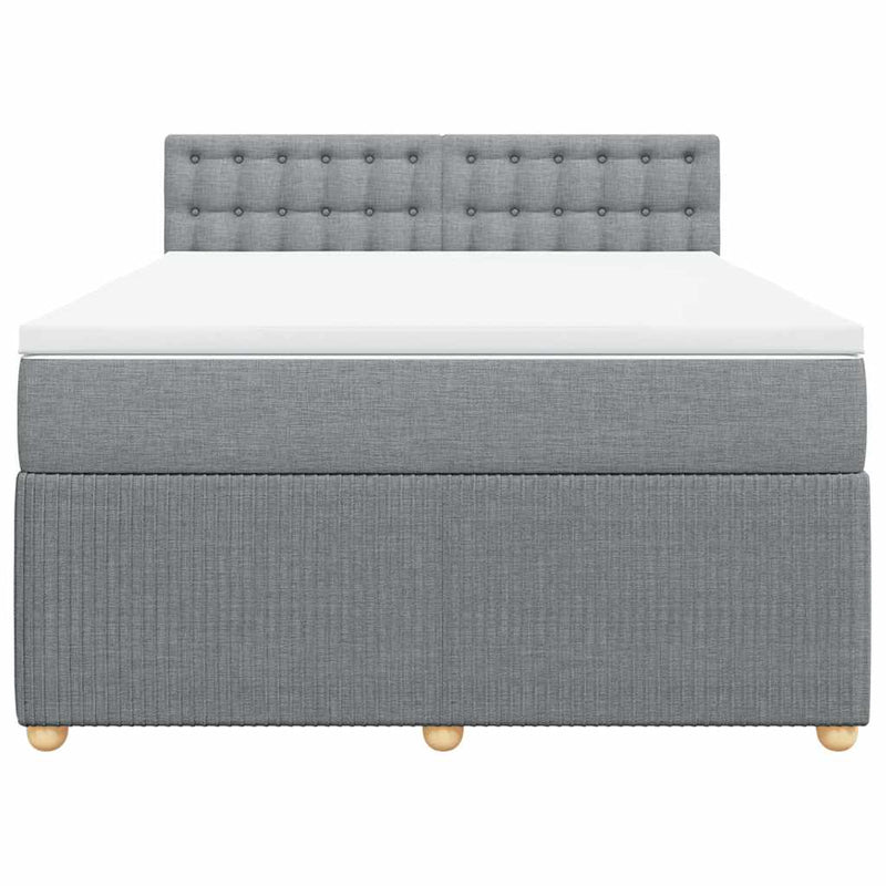 Pat continental cu saltea, gri deschis, 160x200 cm, textil