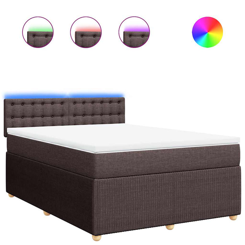 Pat box spring cu saltea, maro închis, 160x200 cm, textil