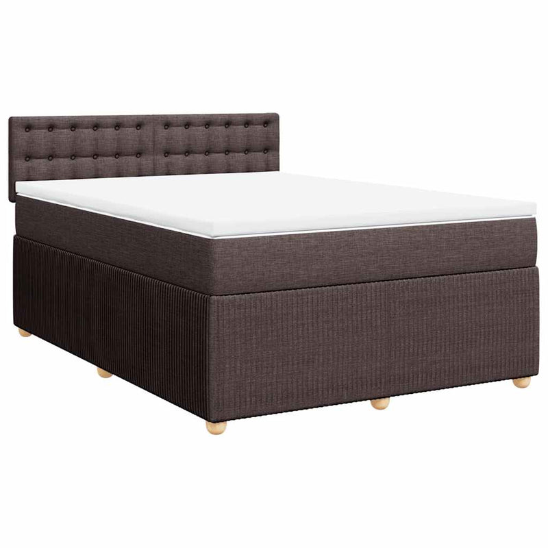 Pat box spring cu saltea, maro închis, 160x200 cm, textil