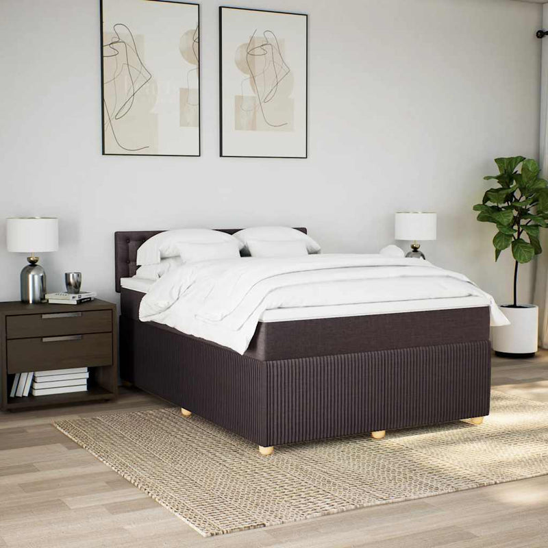 Pat box spring cu saltea, maro închis, 160x200 cm, textil