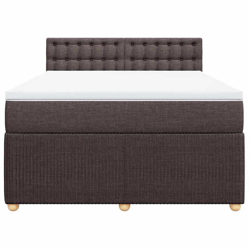 Pat box spring cu saltea, maro închis, 160x200 cm, textil