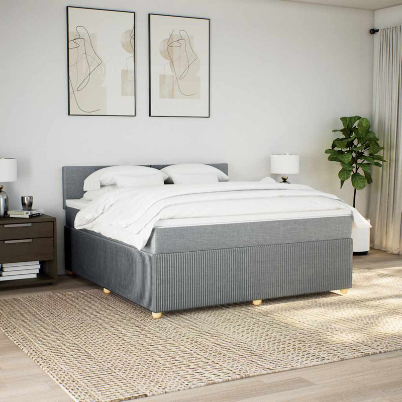 Pat continental, gri deschis, 180x200 cm, material textil