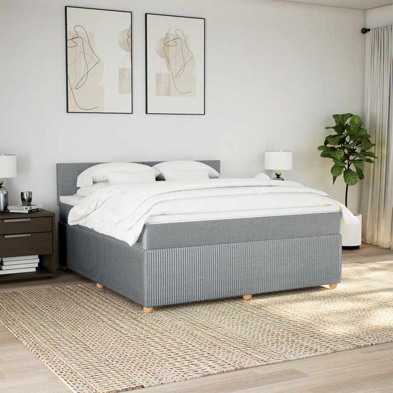 Pat continental, gri deschis, 180x200 cm, material textil