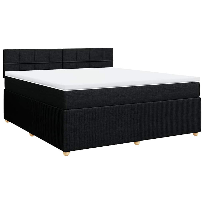 Pat box spring cu saltea, negru, 180x200 cm, catifea