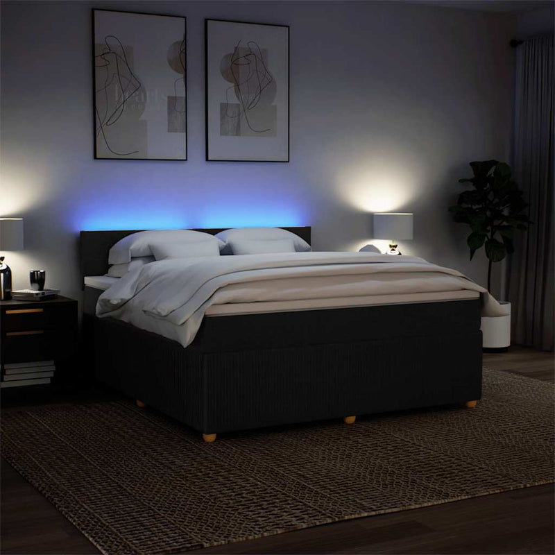 Pat box spring cu saltea, negru, 180x200 cm, catifea