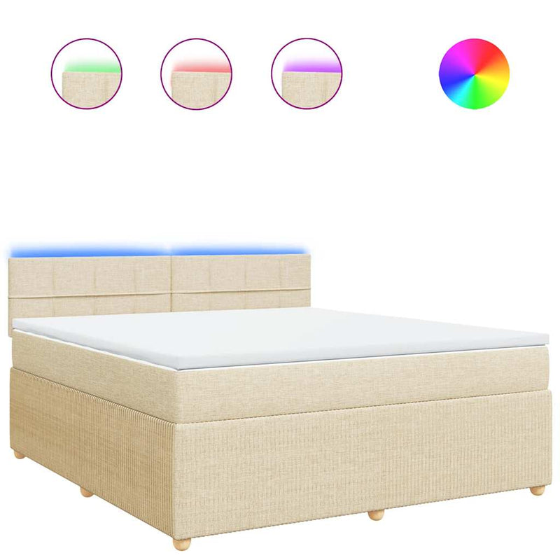 Pat continental cu saltea, crem, 180x200 cm, textil